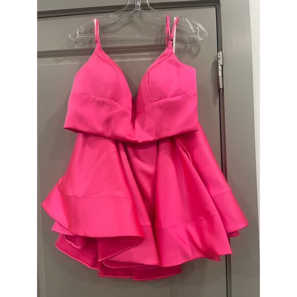 The Secret Dress by Alyce Party Cocktail Mini Skirt Dress Size 10 Hot Pink - Picture 4 of 4